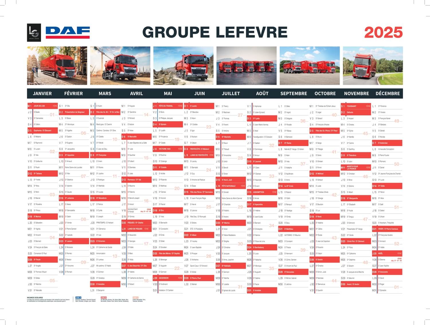 LEFEV - DAF Calendrier 2025
